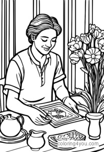 Mediterranean rummy cards coloring page