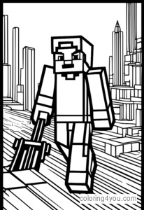 Minecraft Minecart Coloring Page - Minecraft Blocky World