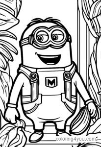 Personagem Minion escorregando em uma casca de banana