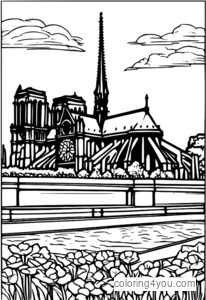 Coloriage Place Notre-Dame