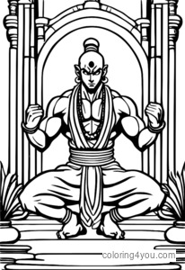 Dhalsim Street Fighter Coloring Page, dygtig indisk yogalærer, der kæmper