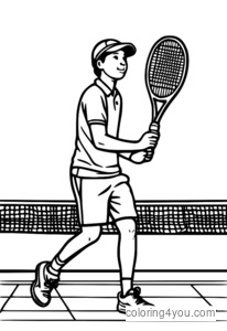 Tennisspeler met een handicap die de bal bedient, kleurrijke illustratie, witte stok.