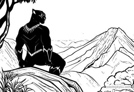 Black Panther debout sur une montagne avec le logo W Wakanda