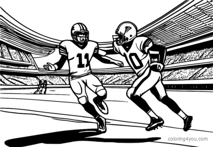 Football player receiving a pass coloring page