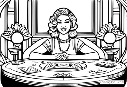 Solitaire card table coloring page