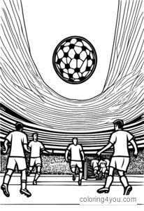 Coloriage - Joueurs de football frappant le ballon pour Colorier