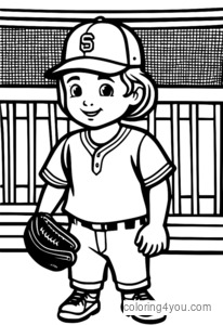 Pahina ng pangkulay ng Little League baseball glove, mga aktibidad ng mga bata, mga guwantes ng umpire