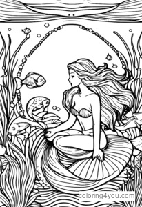 صفحات تلوين Mermaid Go Fish لتجربة ممتعة وإبداعية