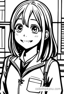 Ochaco Uraraka Pagina de colorat cu U.A. Uniforma de liceu