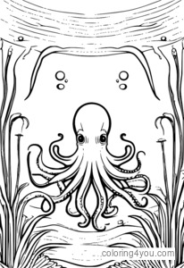 Octopus Go Fish coloring pages for kids and adults