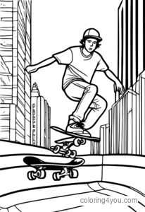 Skateboardista předvádějící 900 ve skateparku.