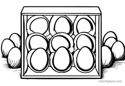 Creme-filled eggs coloring page with a bunny and eggs.