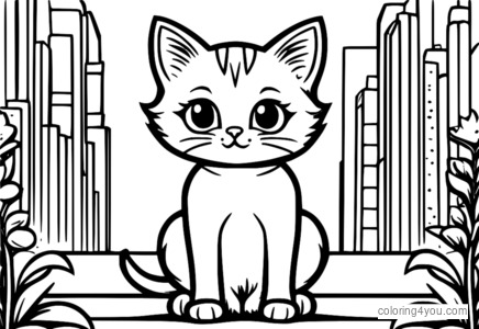 Cute cartoon kitten with speech bubble