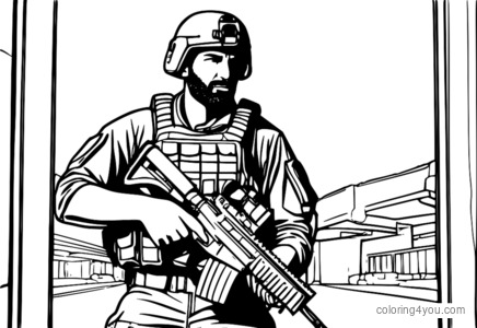 Página para colorir de Fadi Youssef de Call of Duty Modern Warfare