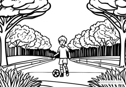 Happy soccer kid coloring page