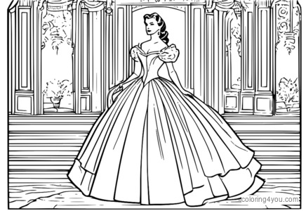 หน้าระบายสีของ Scarlett O'Hara จาก Gone with the Wind เหมาะสำหรับเด็กและผู้ใหญ่