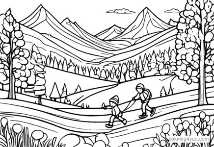 Snowball fight in the meadow coloring page