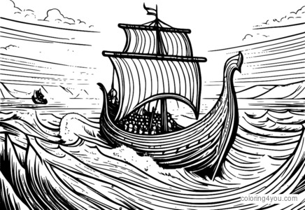 Une illustration dramatique d'un drakkar viking percutant un navire ennemi