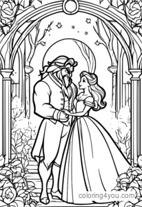 Spændende illustration af Belle and the Beast i den fortryllede skov