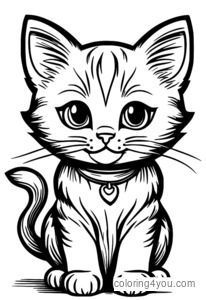 Cute cartoon kitten with speech bubble