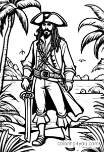 Pirate Captain na may Eye Patch Coloring Page