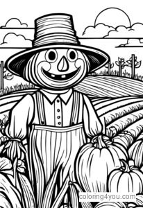 Scarecrow di taman sayur zucchini