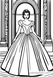 หน้าระบายสีของ Scarlett O'Hara จาก Gone with the Wind เหมาะสำหรับเด็กและผู้ใหญ่