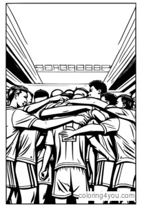 Soccer team coloring page, World Cup football, unity