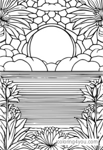 Une page de coloriage gratuite en ligne d'hexagones répétitifs pour les enfants sur le thème de l'été.