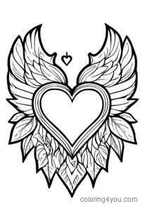 Valentine's Day happy heart coloring pages with love symbols.