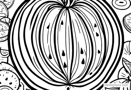 Coloring pages of watermelon with seeds