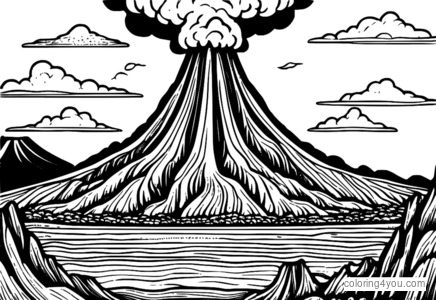 Ilustração de lava fluindo de um vulcão