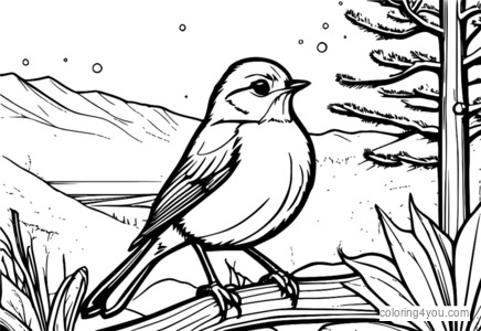 Um robin em uma paisagem nevada