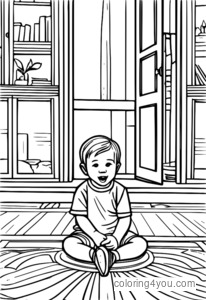 Coloriage d'un tout-petit en colère qui tamponne les pieds