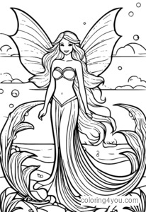 Coloring pages of fairies and mermaids