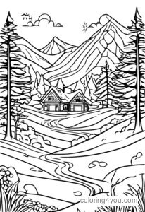 Kids making snow angels in summer snow coloring page