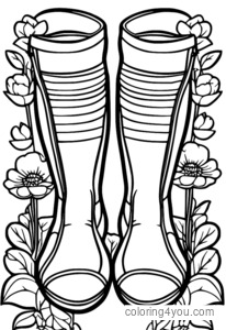 Cartoon pair of stockings with spring flowers pattern