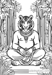 Pobarvanka Tiger God of Protection (hindujska mitologija)