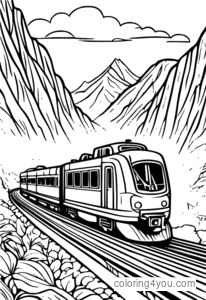 Tren sa pagmamaneho sa isang mountain tunnel na may maliliwanag na ilaw