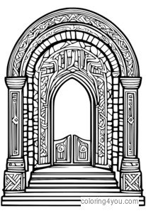 Isang medieval viking style magical portal na may kumikinang na asul na liwanag.