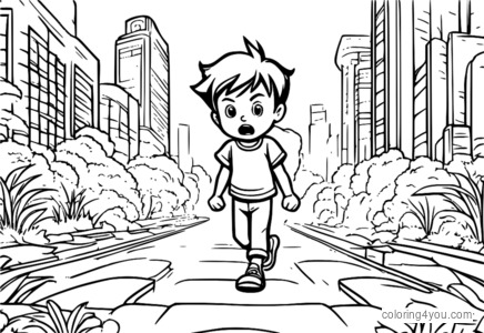 Angry Boy Stamping Feet Coloring Page