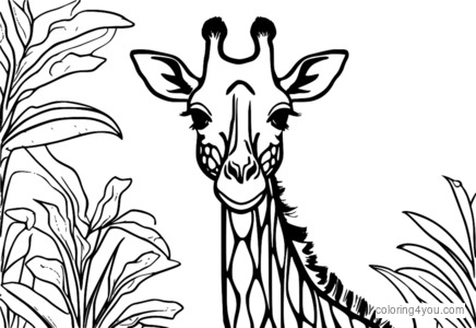 Pagina da colorare giraffa arrabbiata con la faccia accartocciata