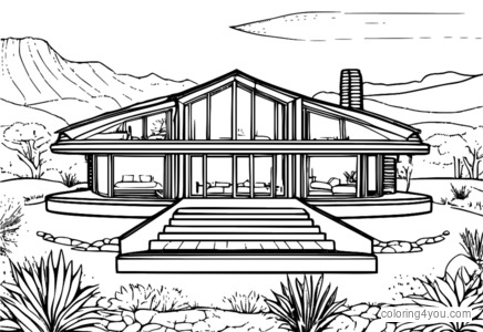 Coloriage - Bâtiment écologique Earthship pour Colorier