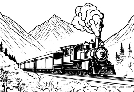 Dampflokomotive in einem Gebirgspass