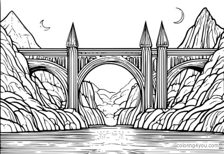 Bifrost bridge coloring page, Norse mythology, rainbow, gods