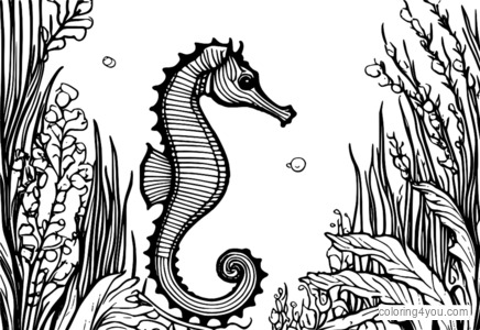 A seahorse nglangi liwat alas kelp