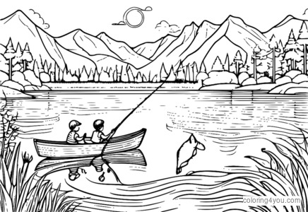 Enfants pêchant dans un lac lors d’un camp d’été.