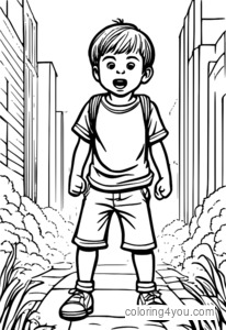 Angry Boy Stamping Feet Coloring Page