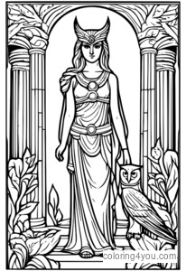 Athena with owl competing in Olympic games