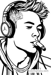 Beatboxer creating rhythms for a coloring page